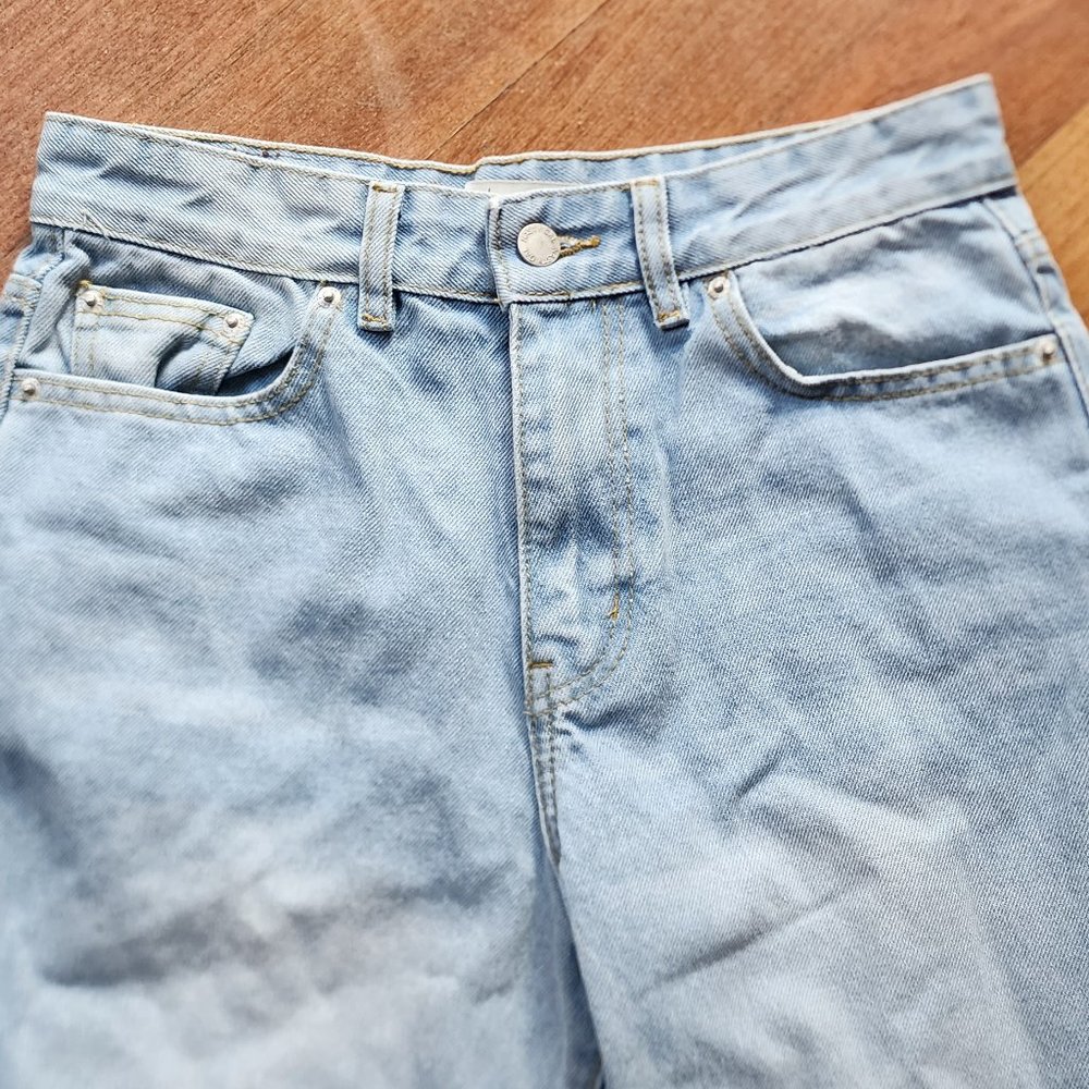 Nasty Gal Super Pale Wash Daya Straight Stretch Leg Jeans Size Petite 2 View 5